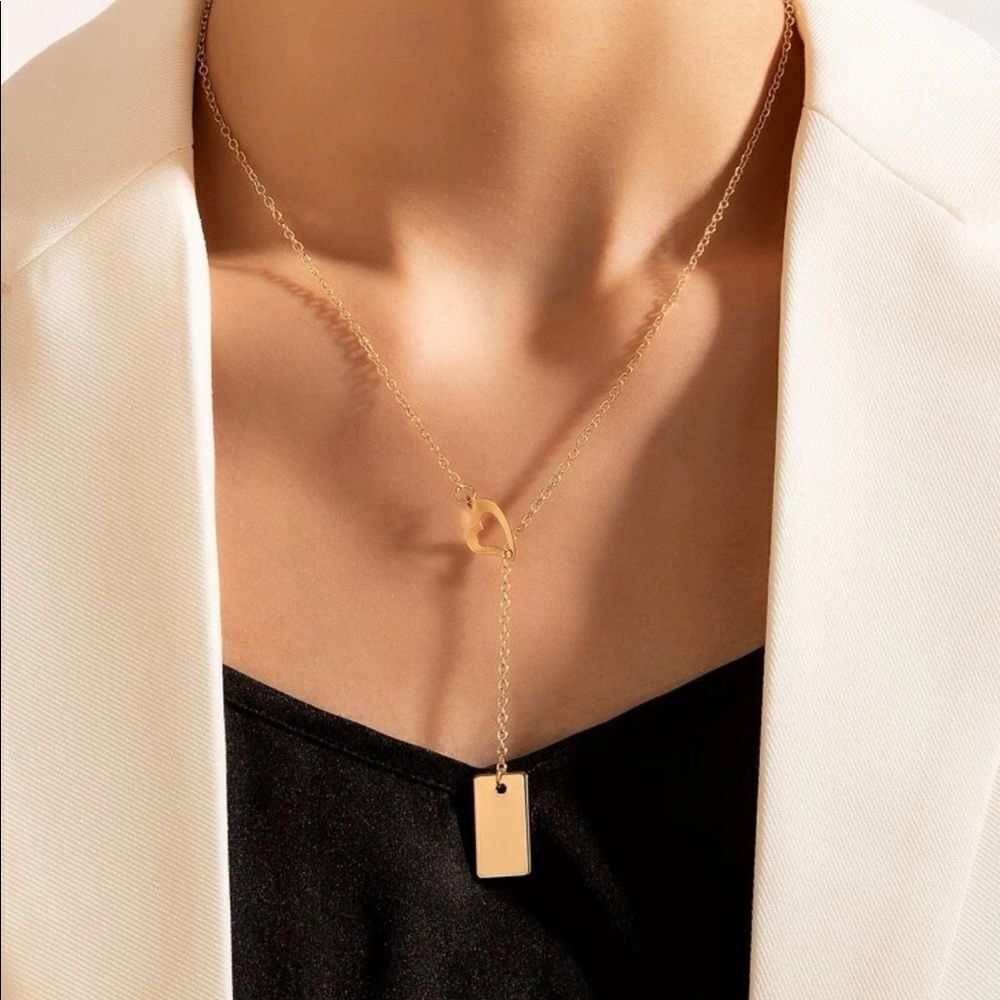 Gold Geometric Lariat Necklace